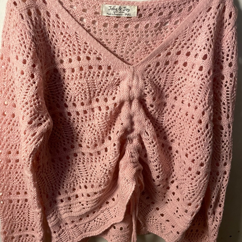 Pink Crochet Women Sweater